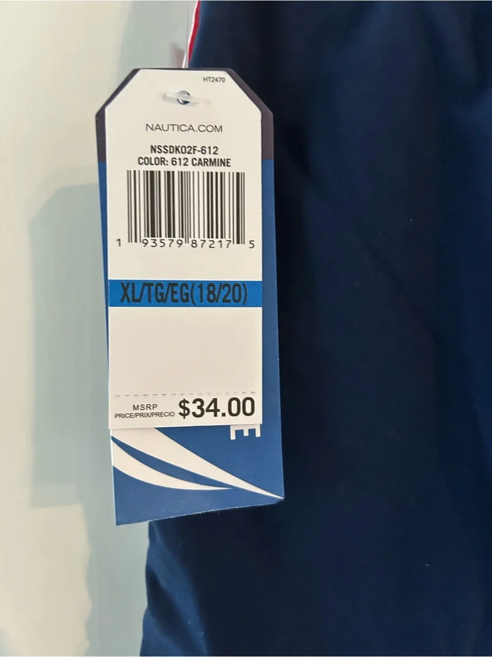 Nautica Boys Two-Tone Red & Navy Swim Trunks